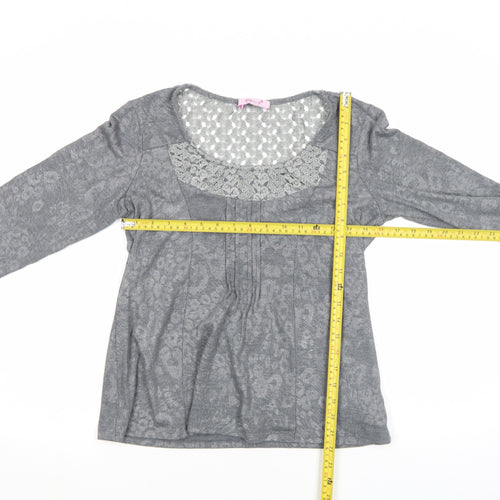Marks and Spencer Per Una Womens Grey Animal Lace Tunic Top Size 12