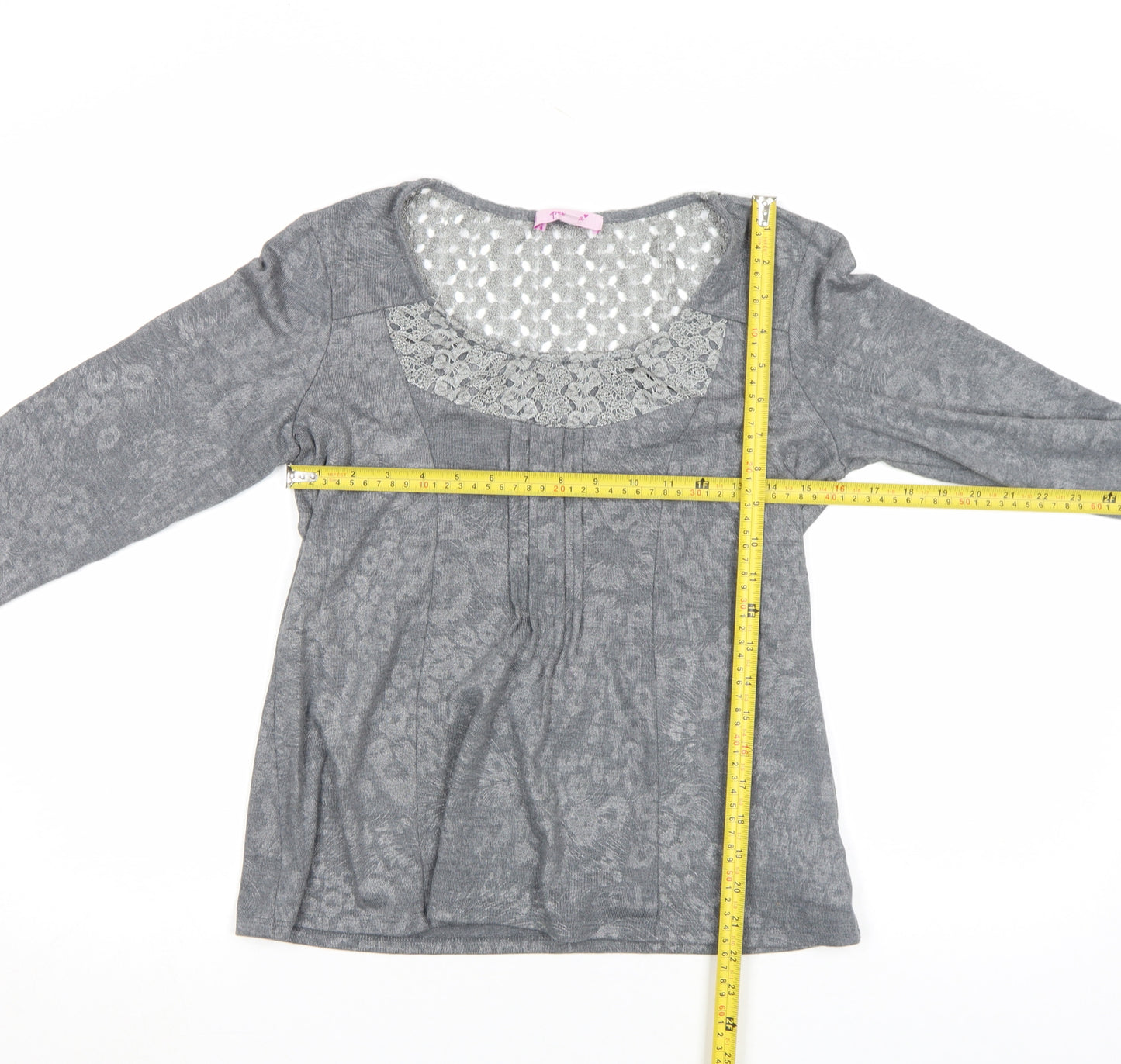 Marks and Spencer Per Una Womens Grey Animal Lace Tunic Top Size 12