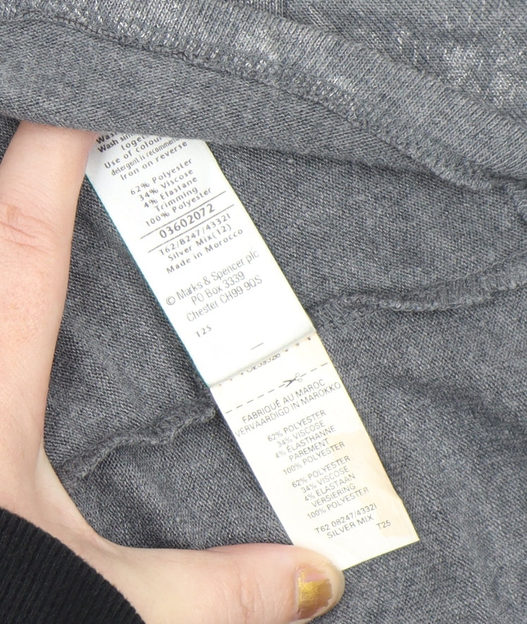 Marks and Spencer Per Una Womens Grey Animal Lace Tunic Top Size 12