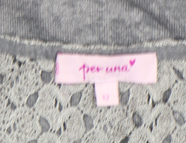 Marks and Spencer Per Una Womens Grey Animal Lace Tunic Top Size 12