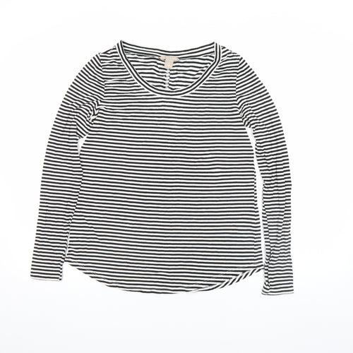 Banana Republic Women’s Black White Striped Long Sleeve Cotton Modal T-Shirt Size M