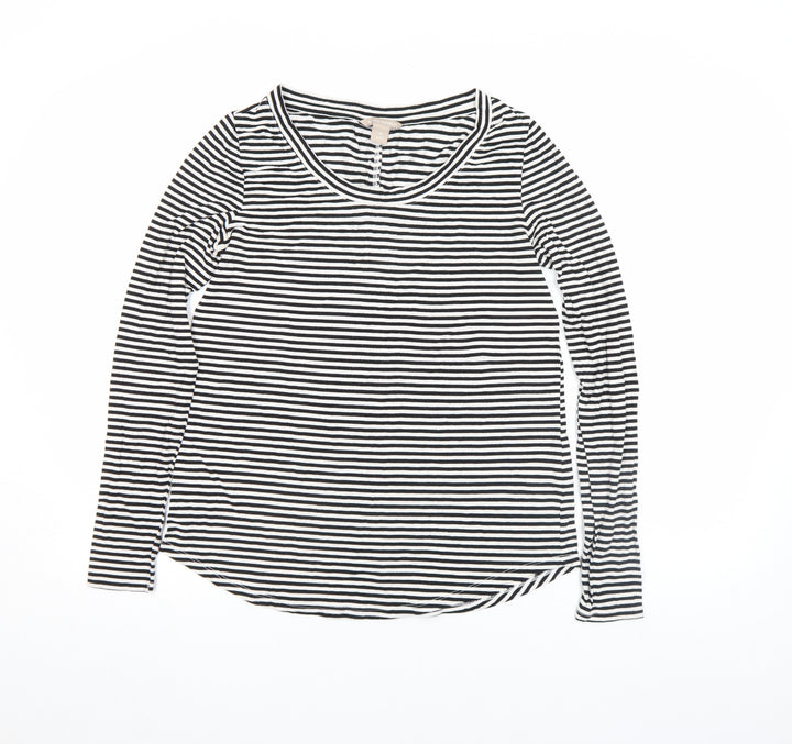 Banana Republic Women’s Black White Striped Long Sleeve Cotton Modal T-Shirt Size M