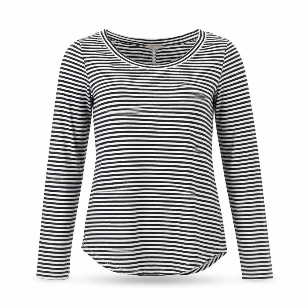 Banana Republic Women’s Black White Striped Long Sleeve Cotton Modal T-Shirt Size M