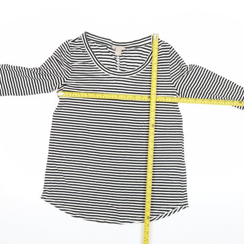 Banana Republic Women’s Black White Striped Long Sleeve Cotton Modal T-Shirt Size M