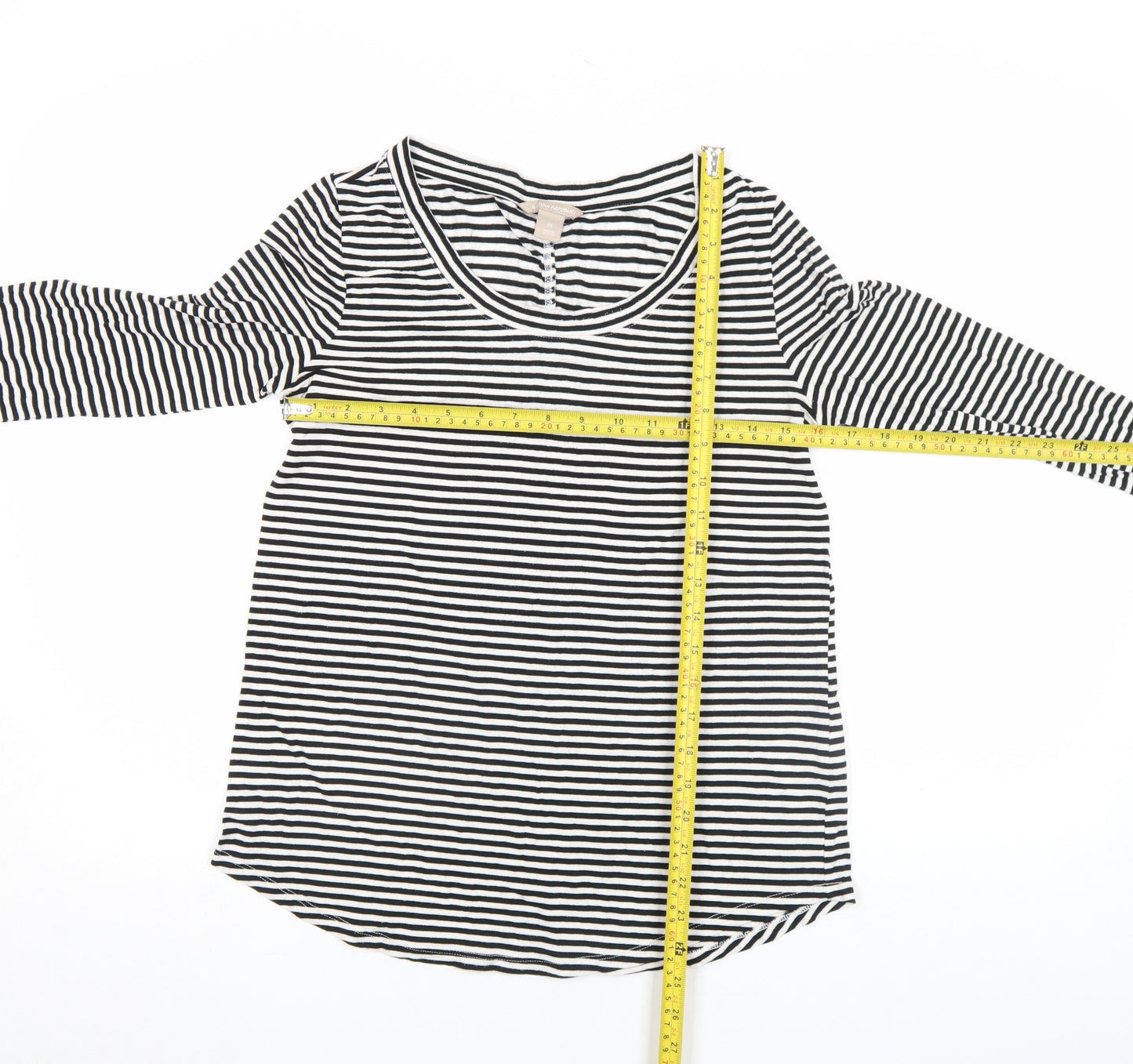 Banana Republic Women’s Black White Striped Long Sleeve Cotton Modal T-Shirt Size M