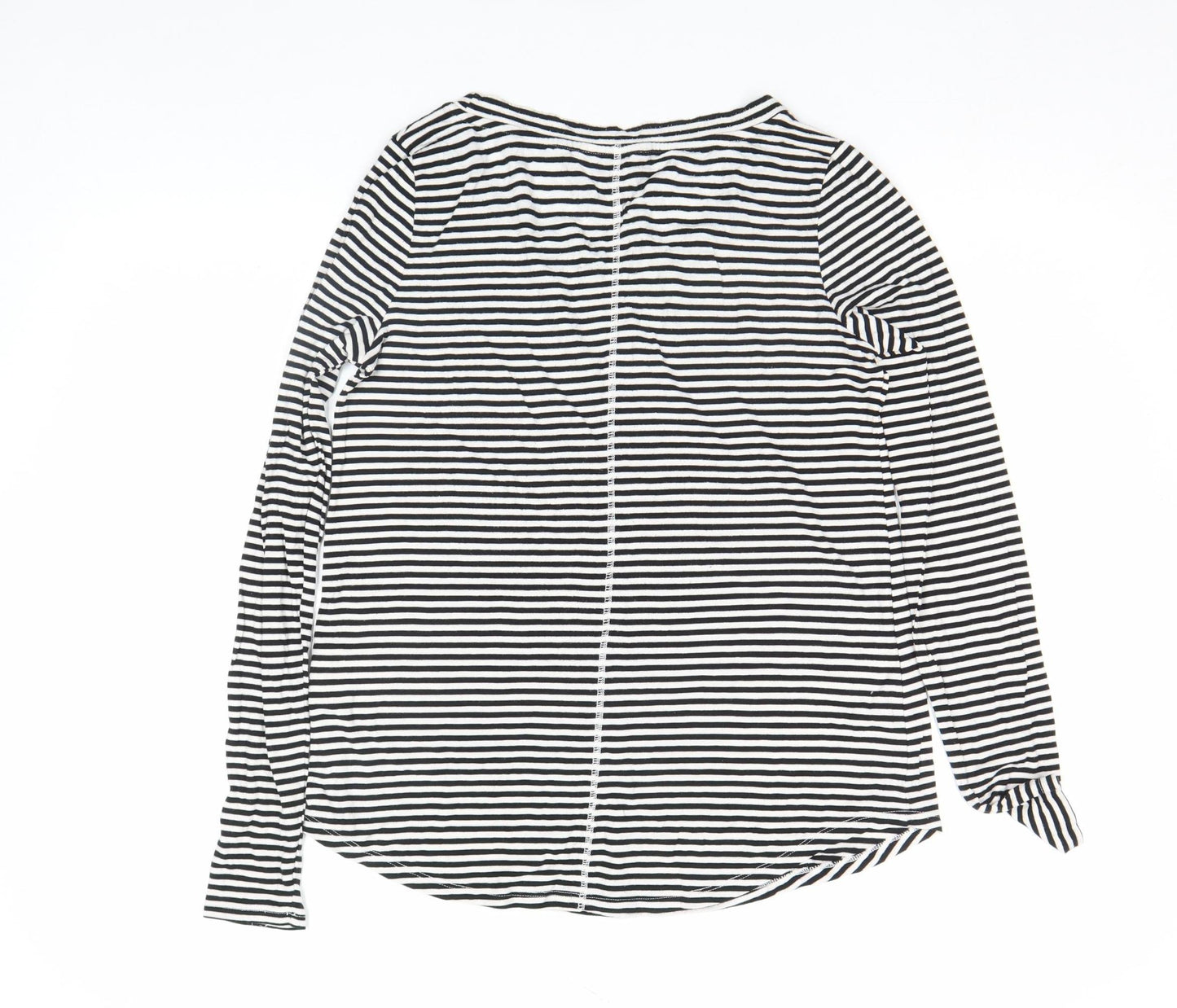 Banana Republic Women’s Black White Striped Long Sleeve Cotton Modal T-Shirt Size M