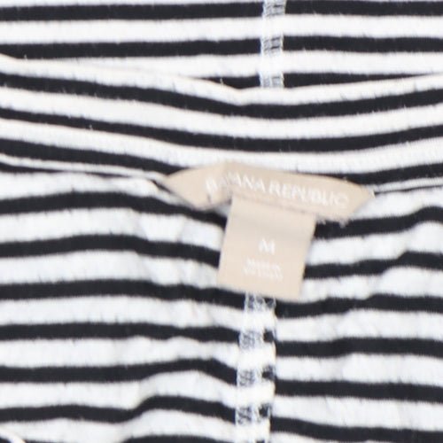 Banana Republic Women’s Black White Striped Long Sleeve Cotton Modal T-Shirt Size M