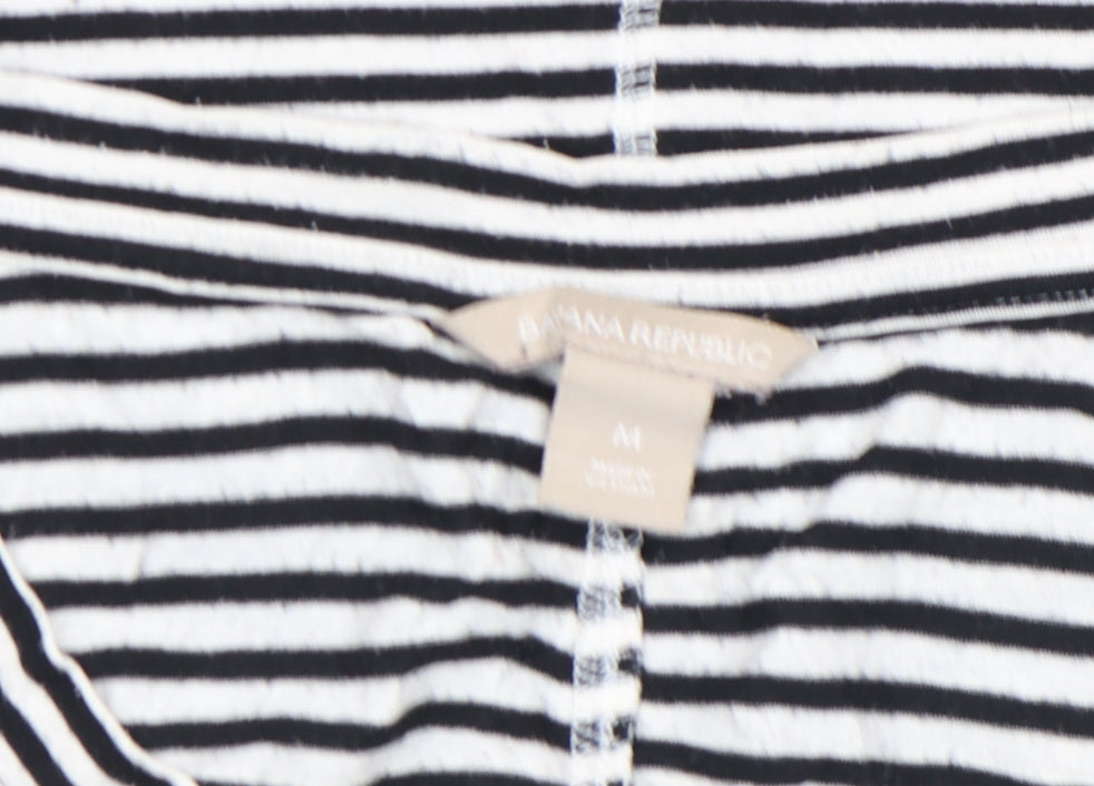 Banana Republic Women’s Black White Striped Long Sleeve Cotton Modal T-Shirt Size M