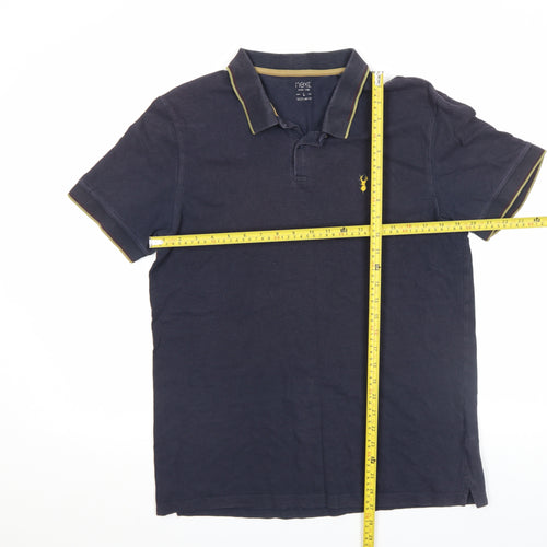 Next Men's Blue Regular Fit Cotton Polo Shirt L