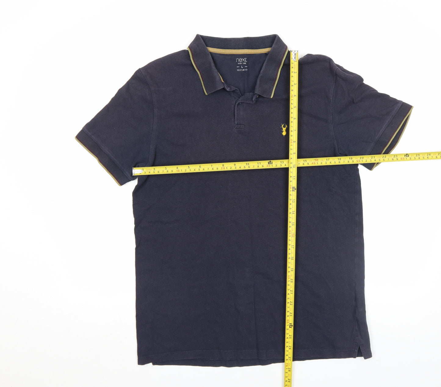 Next Men's Blue Regular Fit Cotton Polo Shirt L