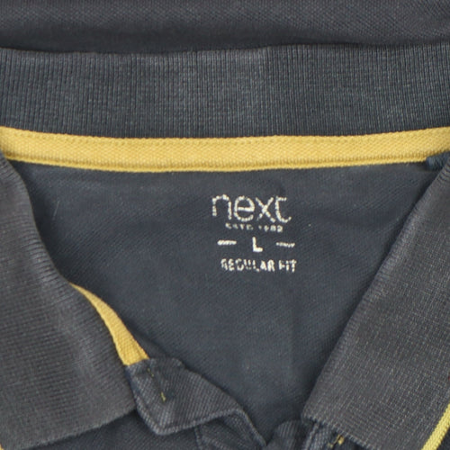 Next Men's Blue Regular Fit Cotton Polo Shirt L