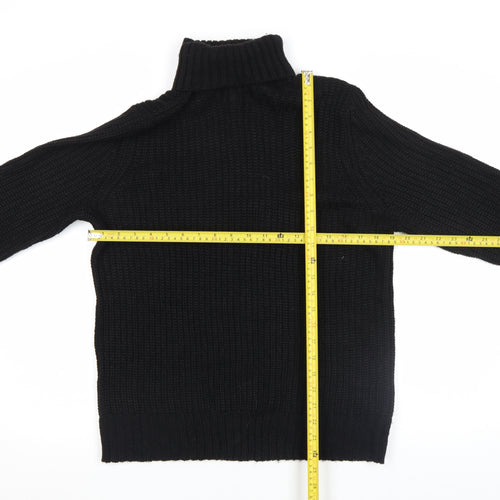 Bershka Womens Black Roll Neck Chunky Knit Jumper Size 12