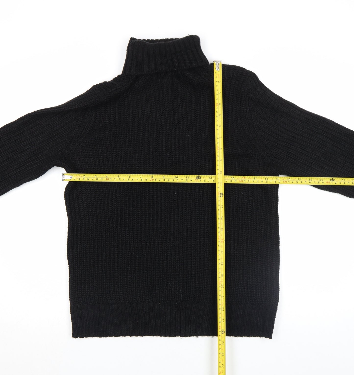 Bershka Womens Black Roll Neck Chunky Knit Jumper Size 12