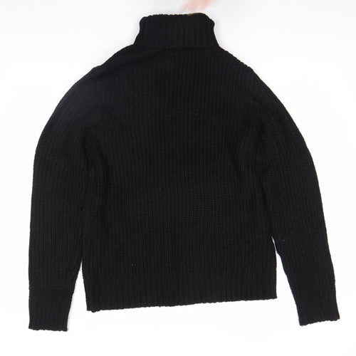 Bershka Womens Black Roll Neck Chunky Knit Jumper Size 12