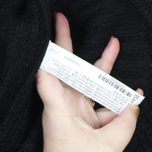 Bershka Womens Black Roll Neck Chunky Knit Jumper Size 12