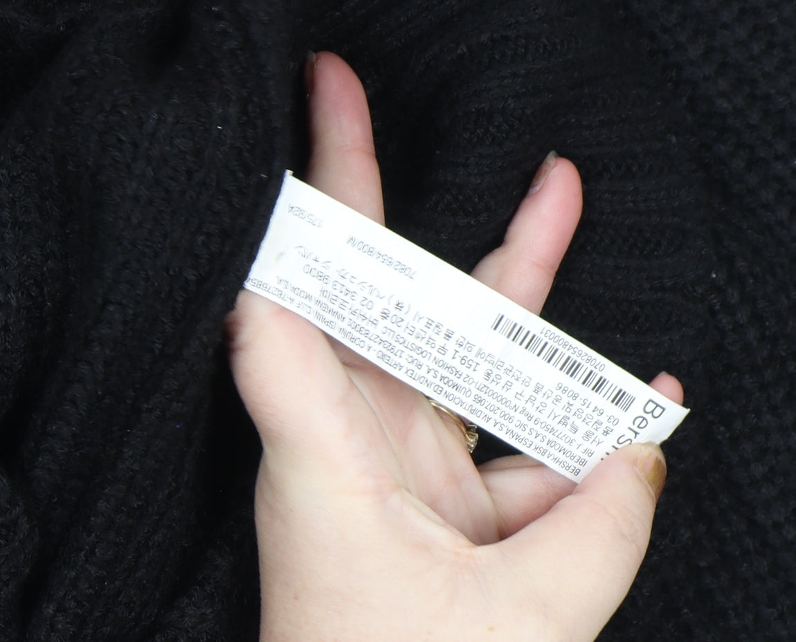 Bershka Womens Black Roll Neck Chunky Knit Jumper Size 12