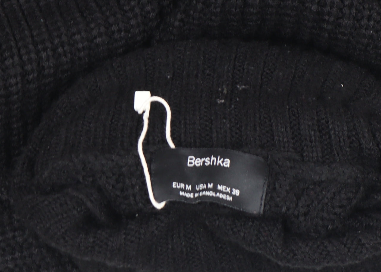 Bershka Womens Black Roll Neck Chunky Knit Jumper Size 12