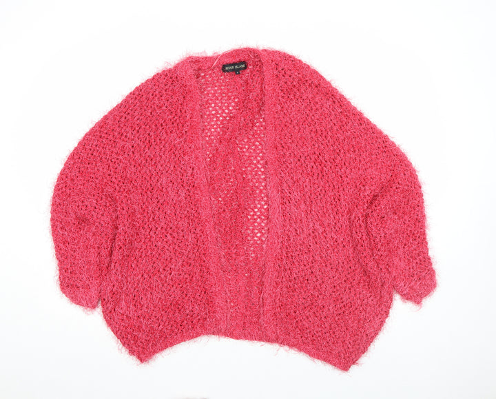 River Island Women’s Pink Open Knit Relaxed Cardigan Size 6