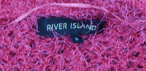 River Island Women’s Pink Open Knit Relaxed Cardigan Size 6