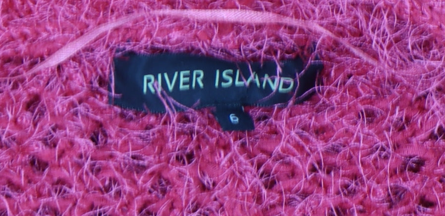 River Island Women’s Pink Open Knit Relaxed Cardigan Size 6
