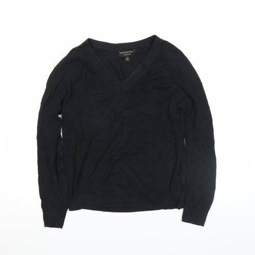 Banana Republic Women's Black V-Neck Cotton Jumper Size S