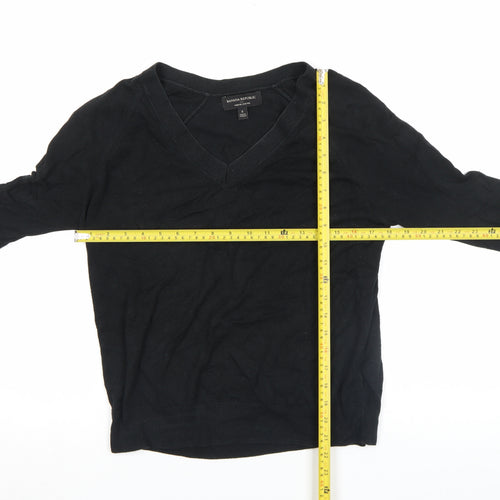 Banana Republic Women's Black V-Neck Cotton Jumper Size S