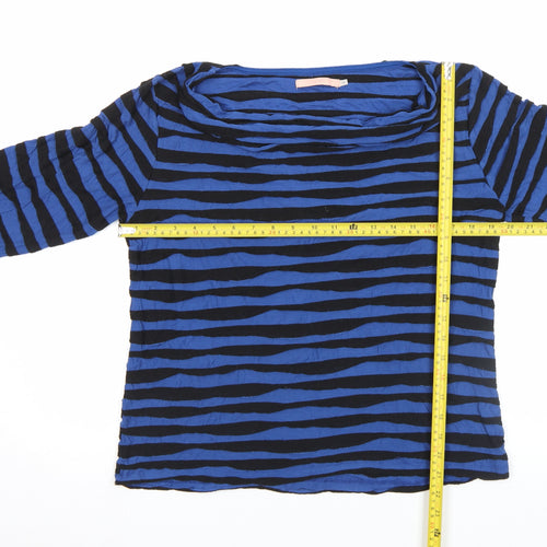 John Lewis Women’s Blue Striped 3/4 Sleeve Boat Neck Jersey Top Size 16