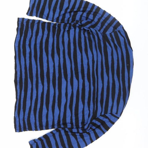 John Lewis Women’s Blue Striped 3/4 Sleeve Boat Neck Jersey Top Size 16