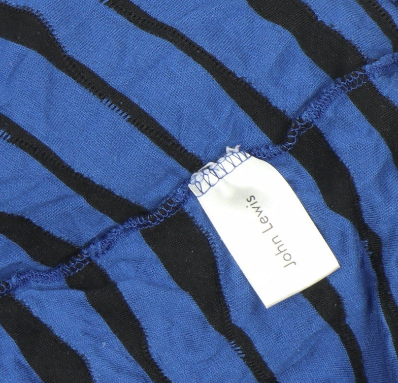 John Lewis Women’s Blue Striped 3/4 Sleeve Boat Neck Jersey Top Size 16