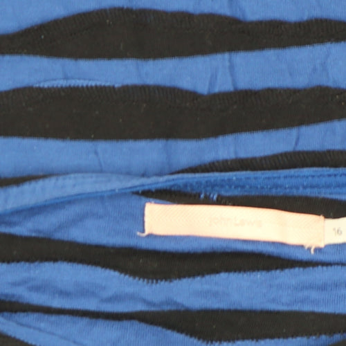 John Lewis Women’s Blue Striped 3/4 Sleeve Boat Neck Jersey Top Size 16