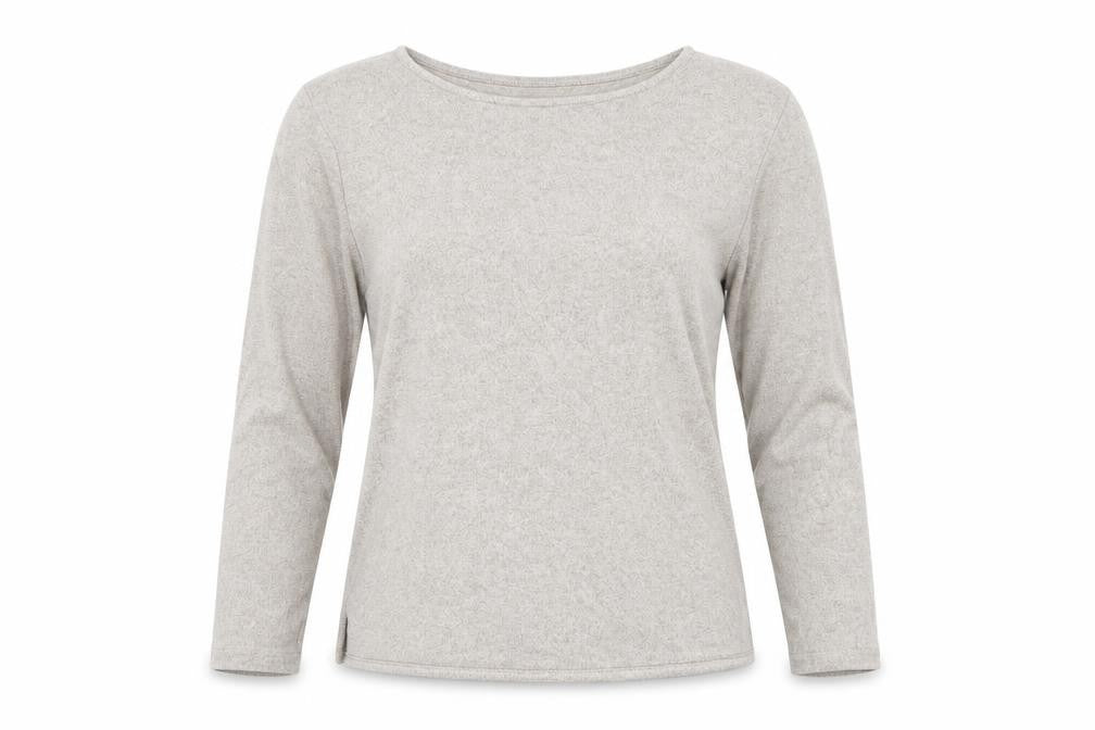 Front view of H&M Women Beige Long Sleeve Crew Neck Basic Jersey Top, size S
