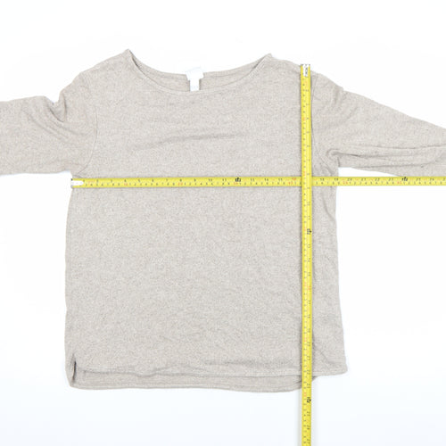 H&M Women Beige Long Sleeve Crew Neck Basic Jersey Top Size S