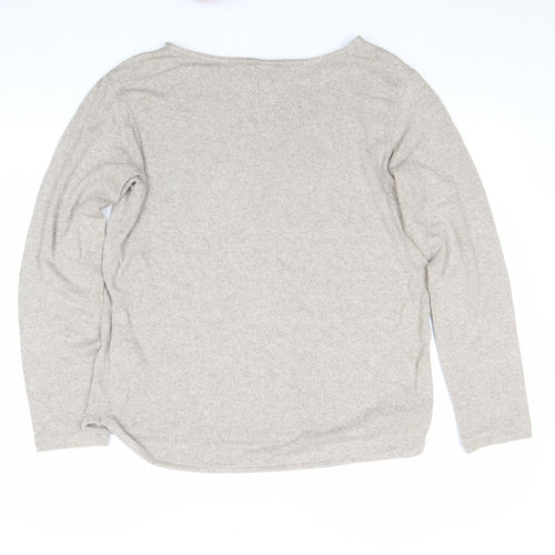 H&M Women Beige Long Sleeve Crew Neck Basic Jersey Top Size S