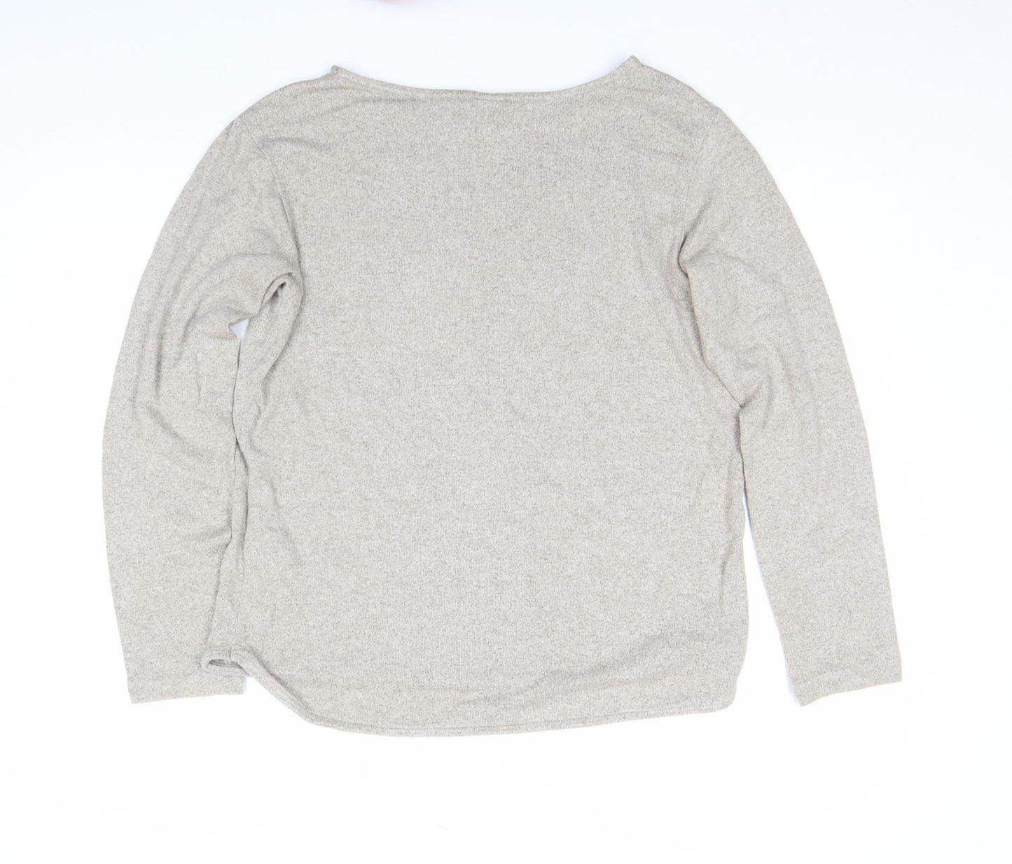 H&M Women Beige Long Sleeve Crew Neck Basic Jersey Top Size S