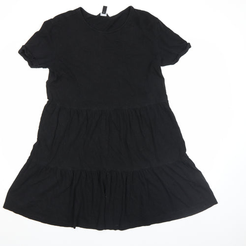 New Look Women’s Black Jersey Skater Dress Size 10 Short Sleeve Knee Length