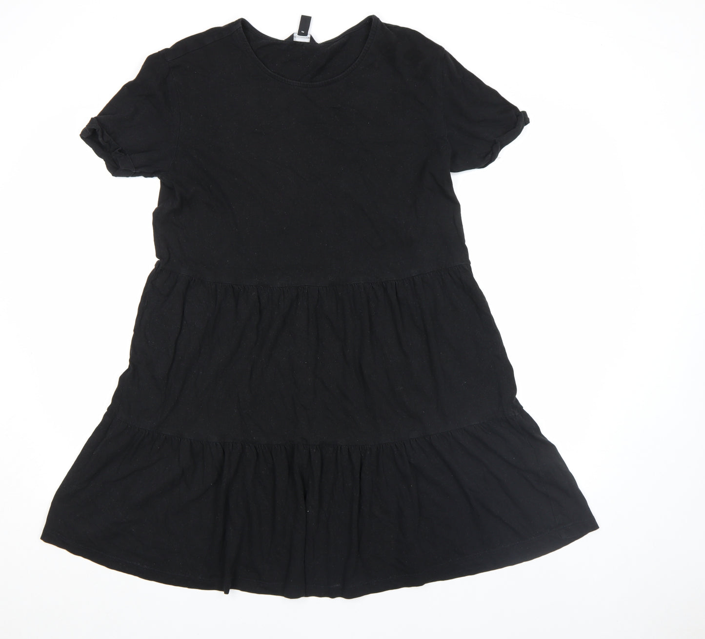 New Look Women’s Black Jersey Skater Dress Size 10 Short Sleeve Knee Length