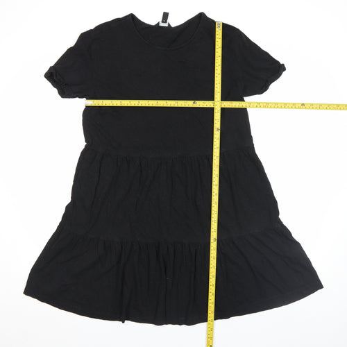 New Look Women’s Black Jersey Skater Dress Size 10 Short Sleeve Knee Length