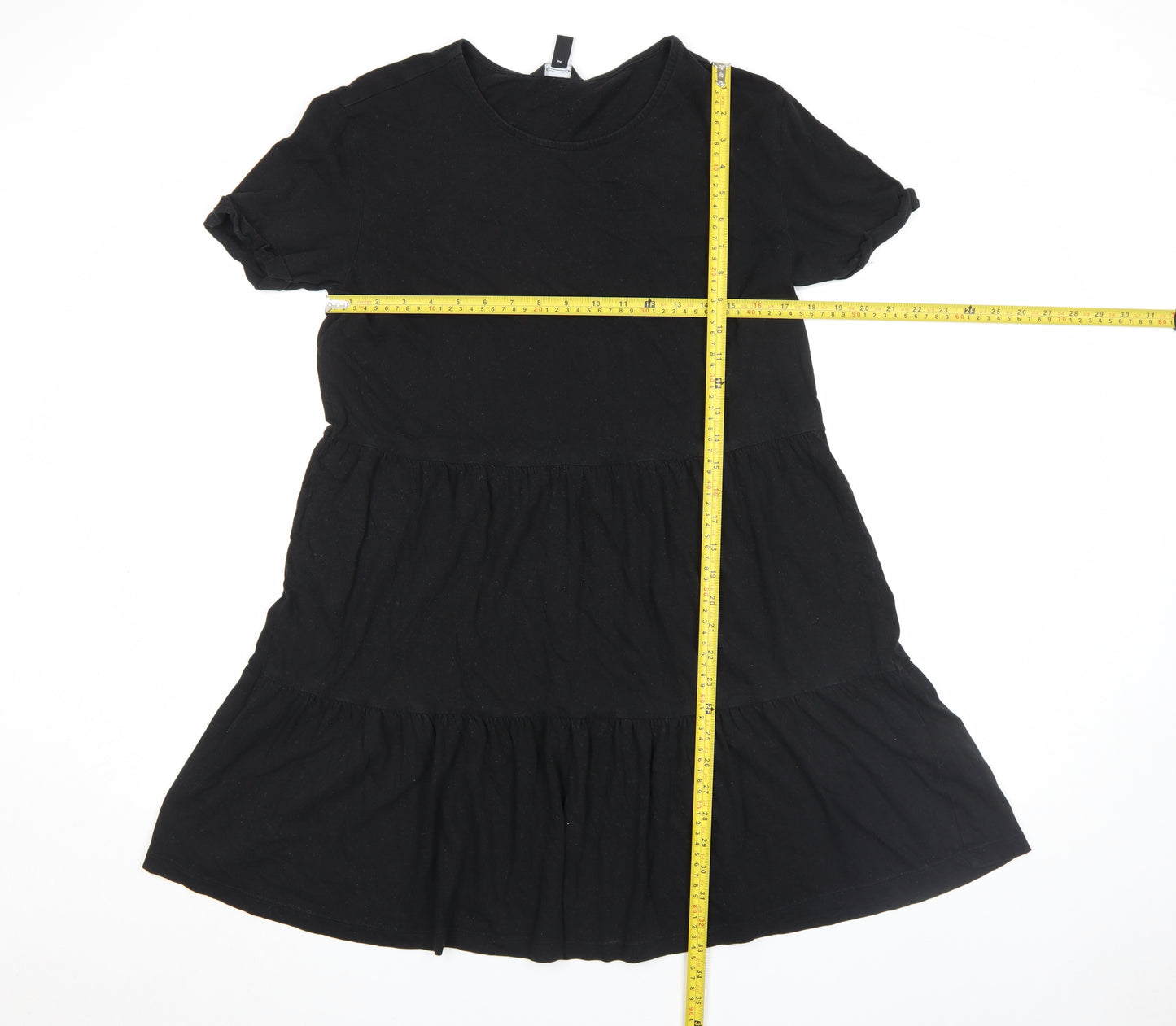 New Look Women’s Black Jersey Skater Dress Size 10 Short Sleeve Knee Length
