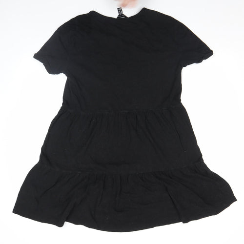 New Look Women’s Black Jersey Skater Dress Size 10 Short Sleeve Knee Length