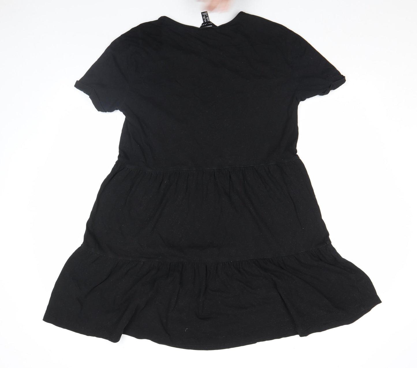 New Look Women’s Black Jersey Skater Dress Size 10 Short Sleeve Knee Length