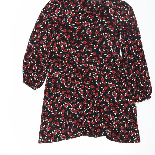 Roman Women’s Black Floral Fit & Flare Dress Size 10 Long Sleeve