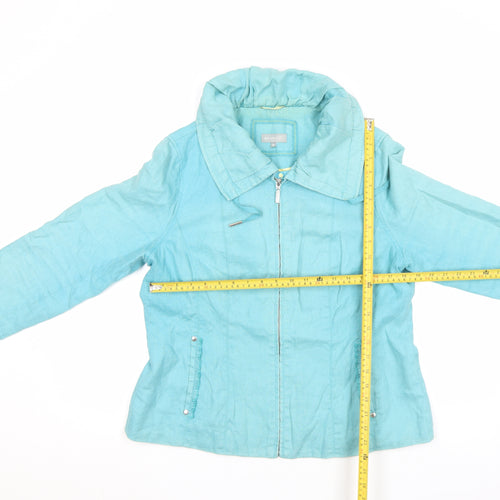 Marks and Spencer Per Una Women's Blue Linen Zip Jacket Size 16