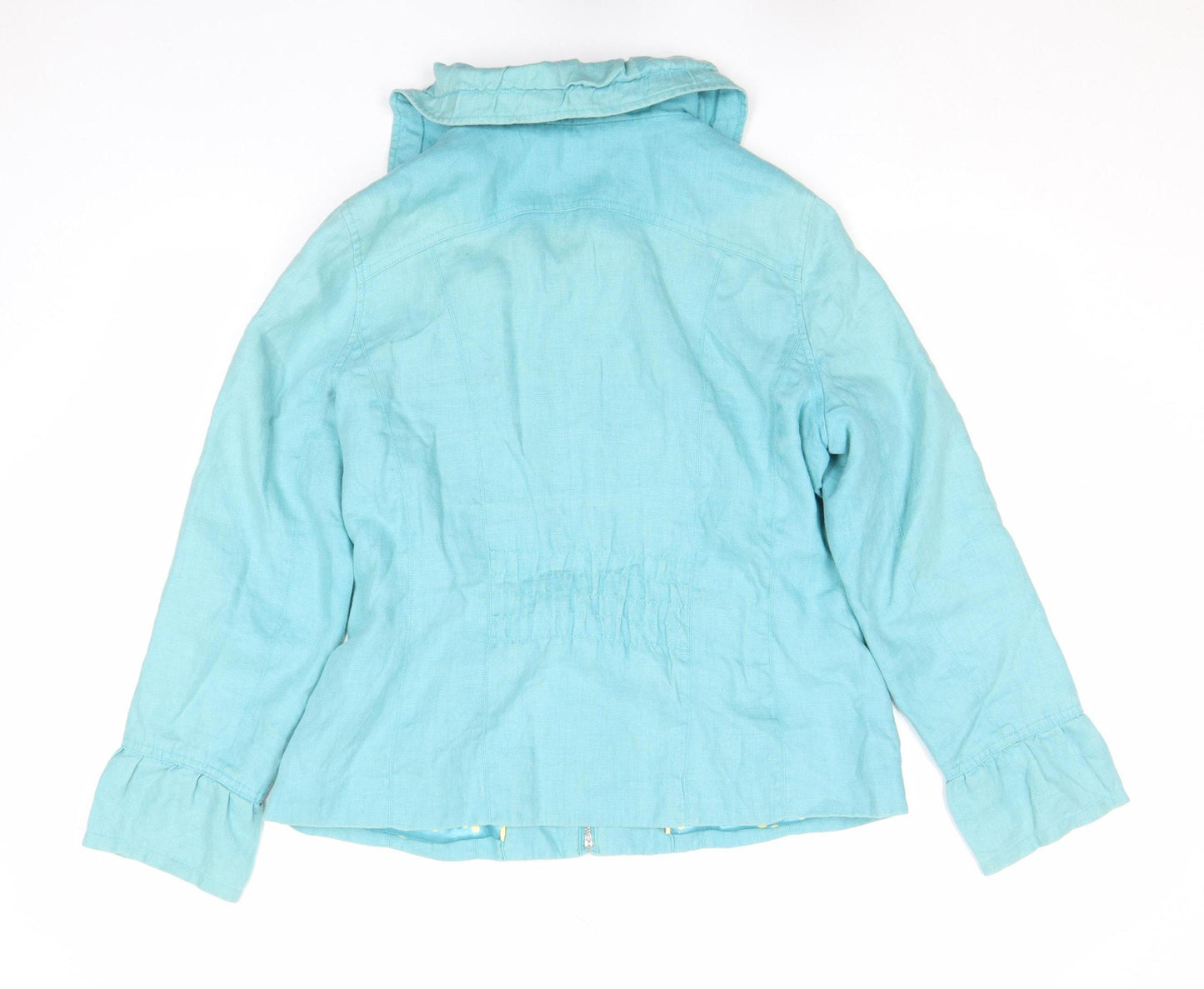 Marks and Spencer Per Una Women's Blue Linen Zip Jacket Size 16