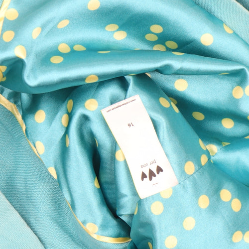 Marks and Spencer Per Una Women's Blue Linen Zip Jacket Size 16