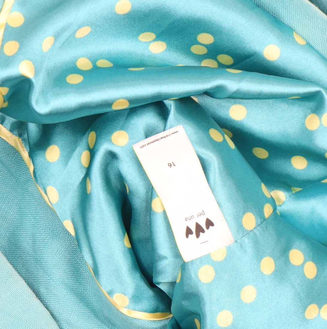 Marks and Spencer Per Una Women's Blue Linen Zip Jacket Size 16
