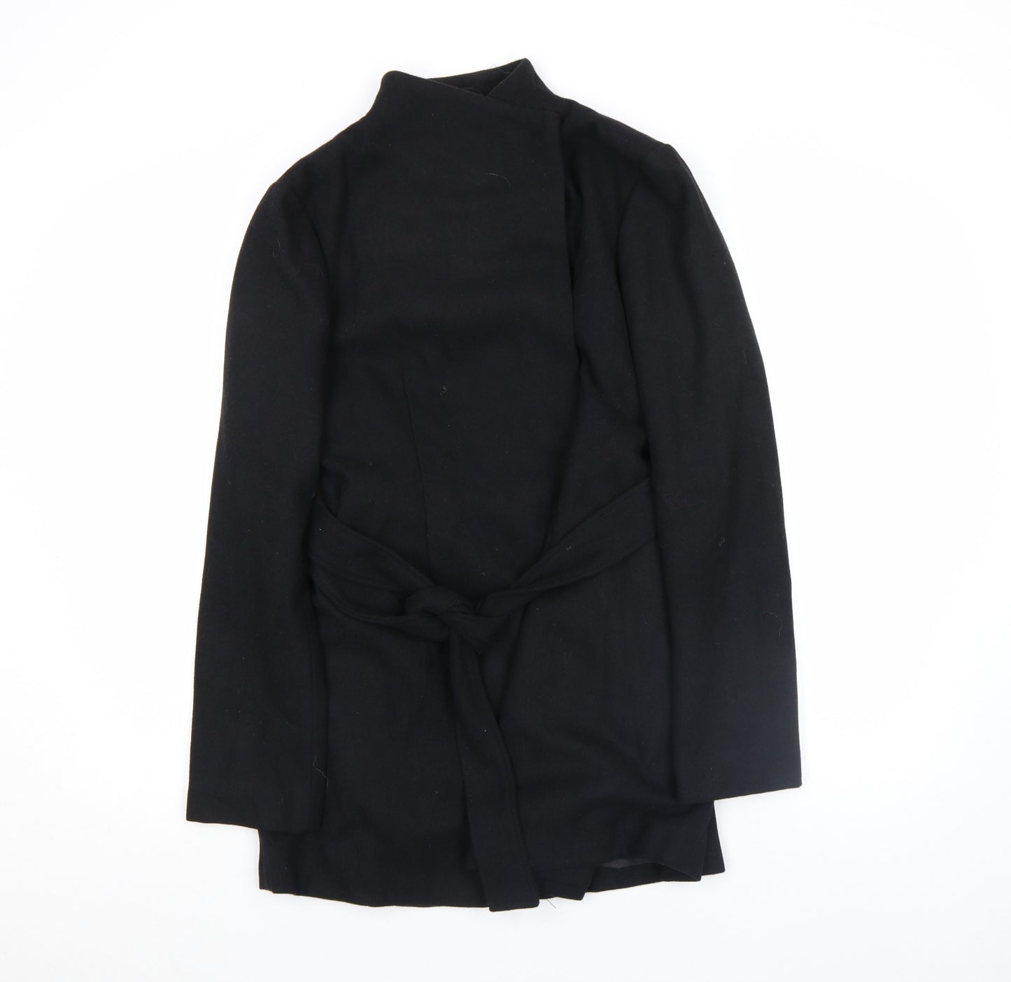 French Connection Women's Black Wool Belted Mid-Length Coat Size S