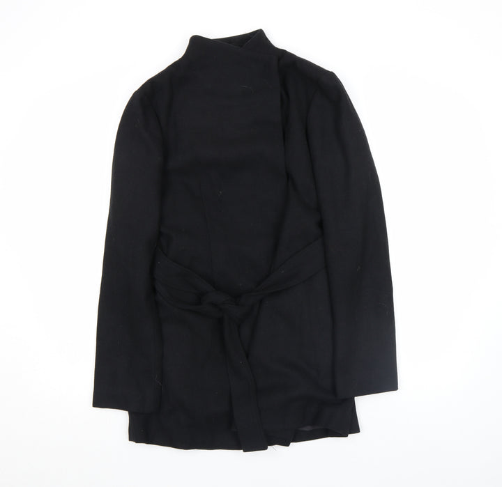 French Connection Women's Black Wool Belted Mid-Length Coat Size S