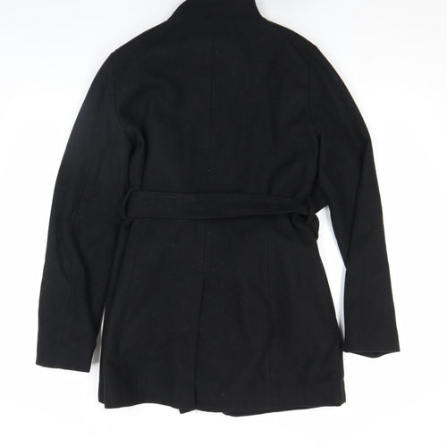 French Connection Women's Black Wool Belted Mid-Length Coat Size S