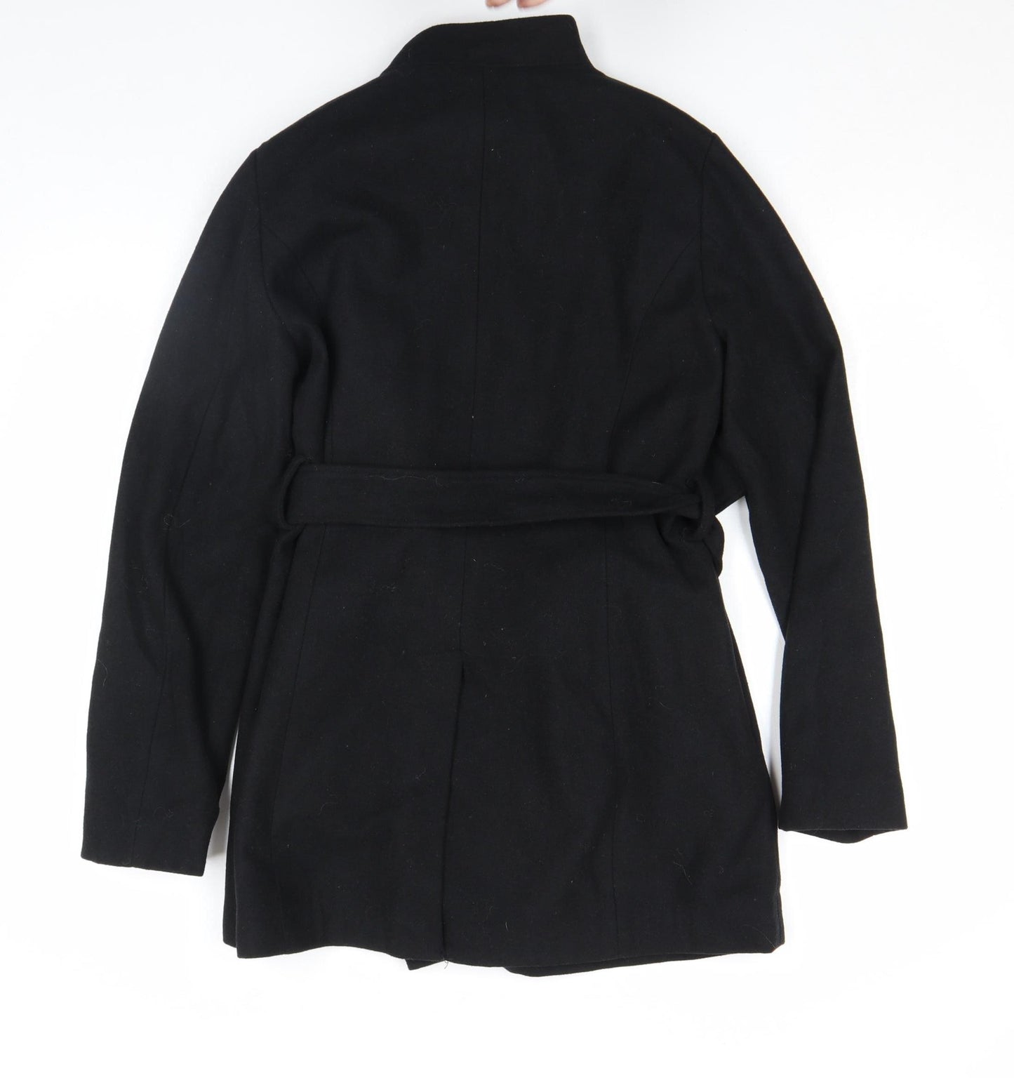 French Connection Women's Black Wool Belted Mid-Length Coat Size S