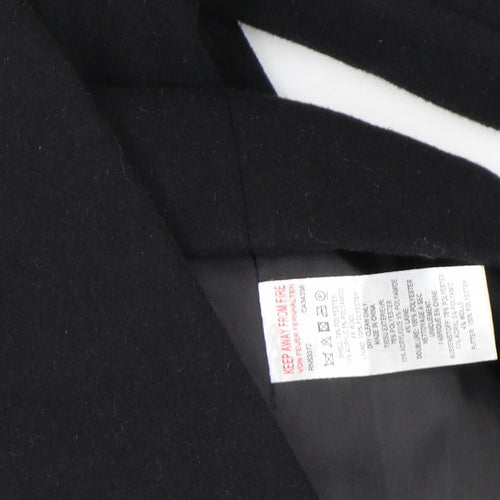 French Connection Women's Black Wool Belted Mid-Length Coat Size S